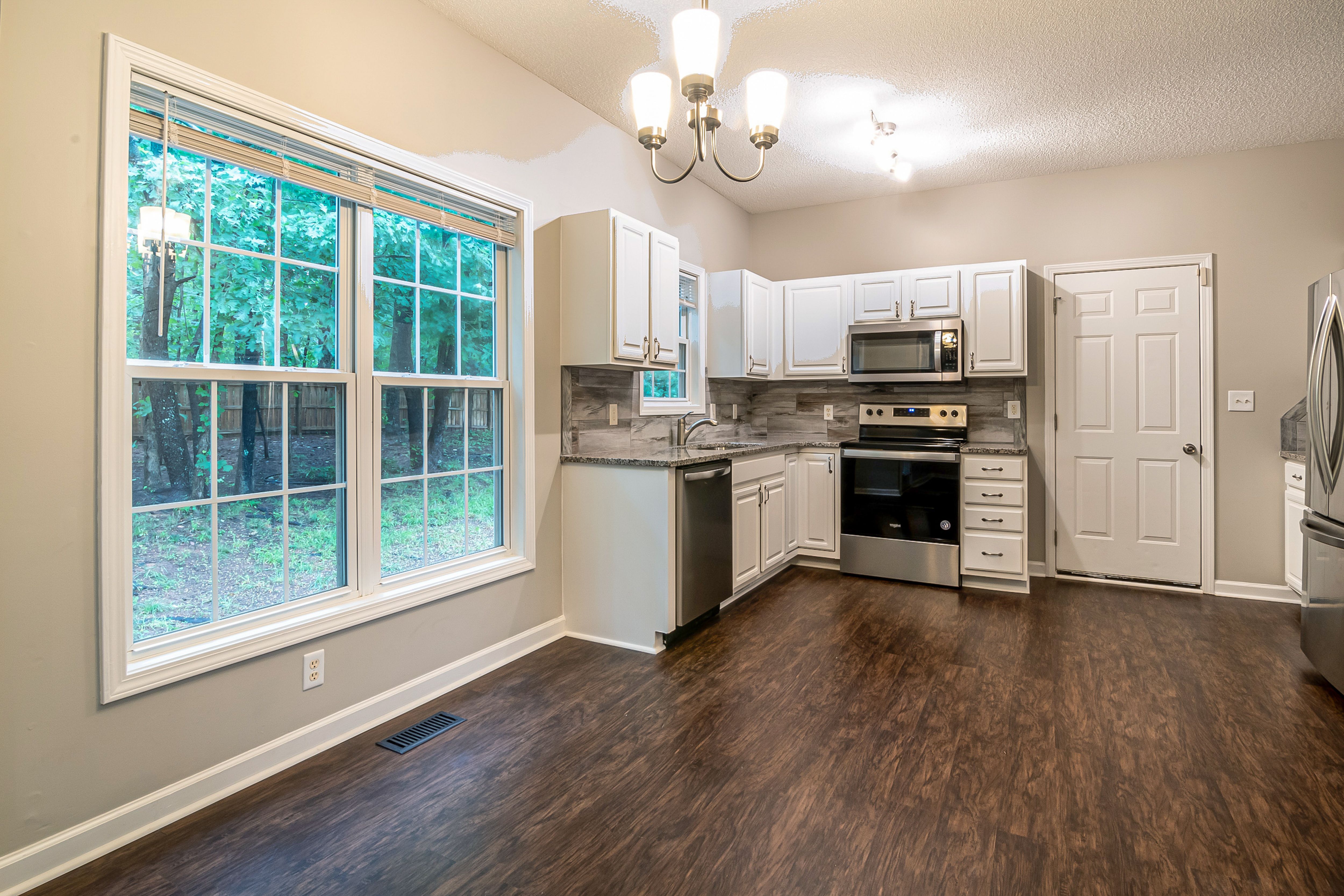 Modern living room with vinyl flooring